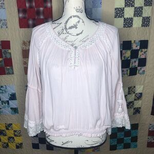 POL Pink Peasant Top Size Small